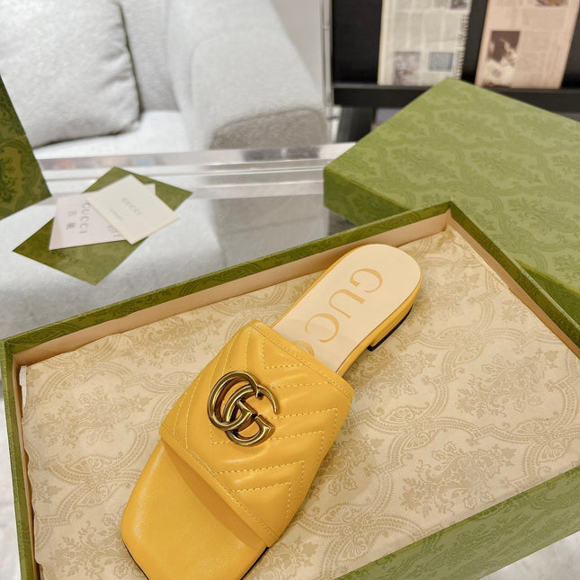 GG EXCLUSIVE SLIDE SANDAL AMBER CALFSKIN