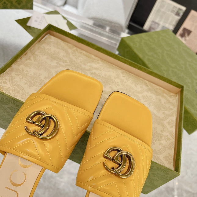 GG EXCLUSIVE SLIDE SANDAL AMBER CALFSKIN