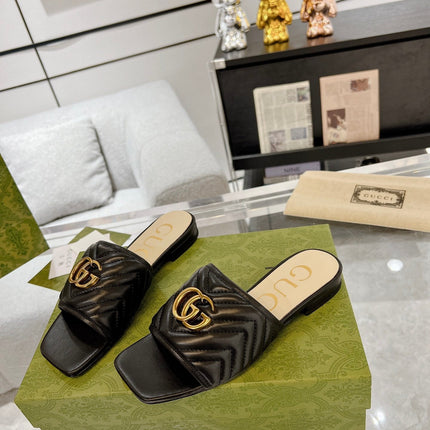 GG EXCLUSIVE SLIDE SANDAL BLACK CALFSKIN