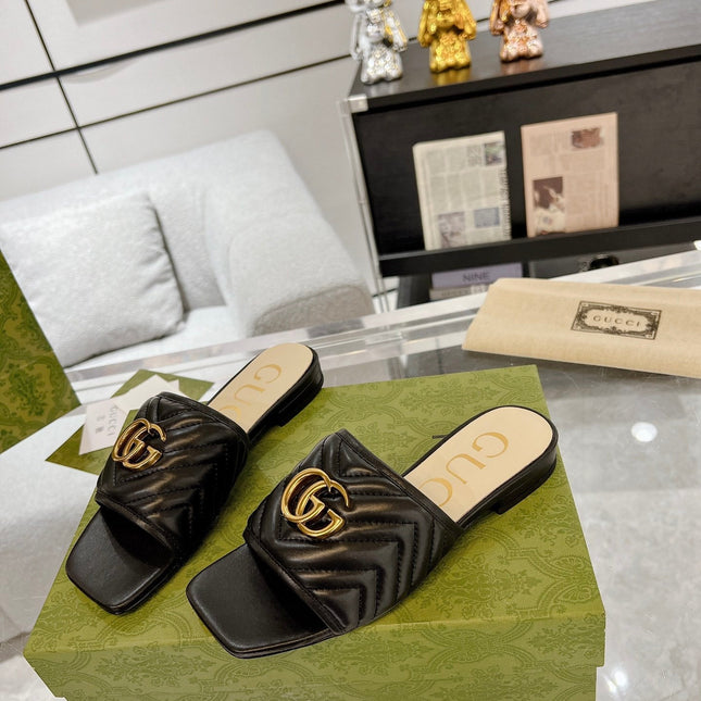 GG EXCLUSIVE SLIDE SANDAL BLACK CALFSKIN