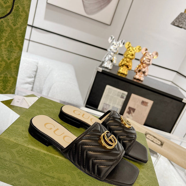 GG EXCLUSIVE SLIDE SANDAL BLACK CALFSKIN