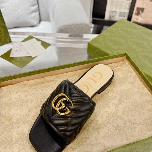 GG EXCLUSIVE SLIDE SANDAL BLACK CALFSKIN
