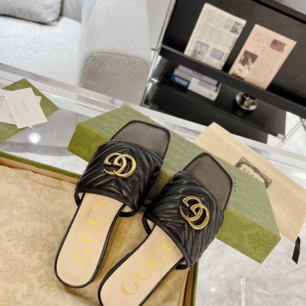 GG EXCLUSIVE SLIDE SANDAL BLACK CALFSKIN