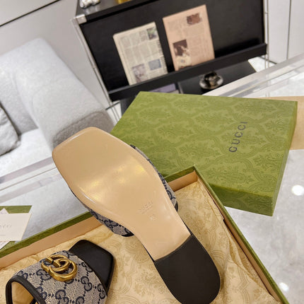 GG EXCLUSIVE SLIDE SANDAL BLACK AND CHARCOAL FABRIC