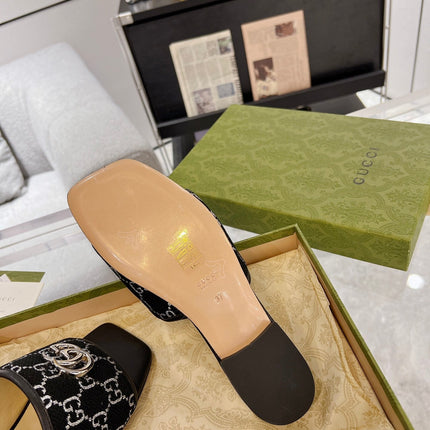 GG EXCLUSIVE SLIDE SANDAL BLACK FABRIC