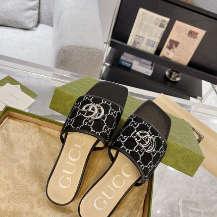GG EXCLUSIVE SLIDE SANDAL BLACK FABRIC