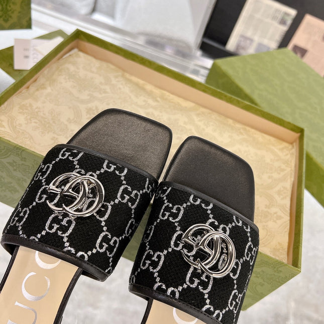 GG EXCLUSIVE SLIDE SANDAL BLACK FABRIC