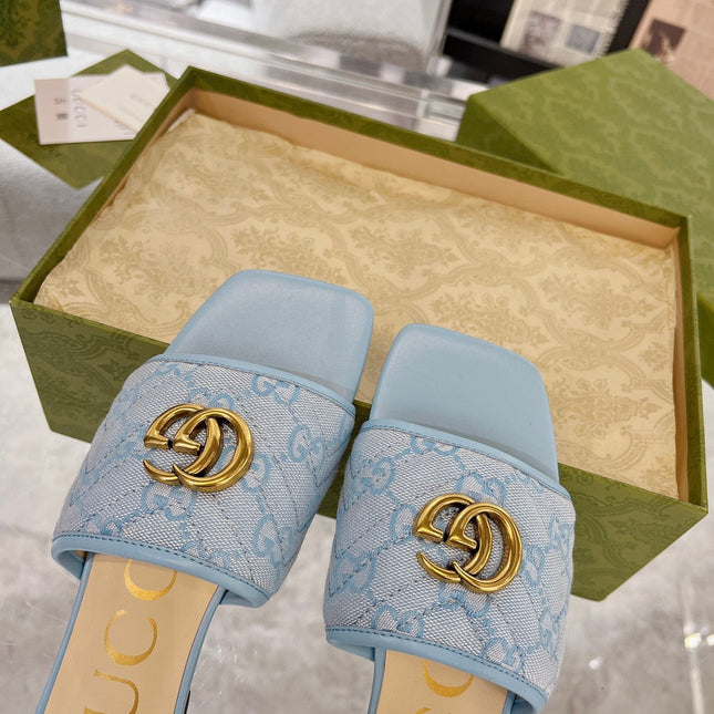 GG EXCLUSIVE SLIDE SANDAL SKY FABRIC