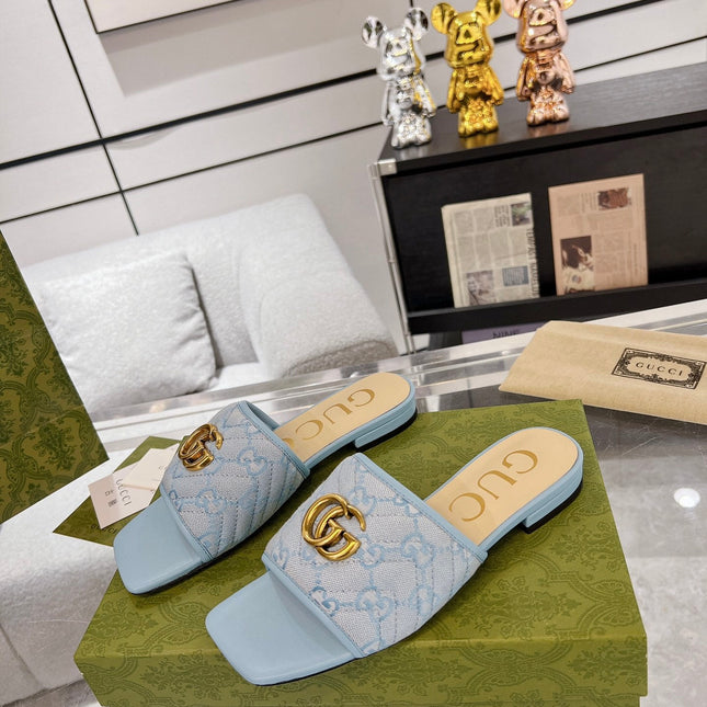 GG EXCLUSIVE SLIDE SANDAL SKY FABRIC