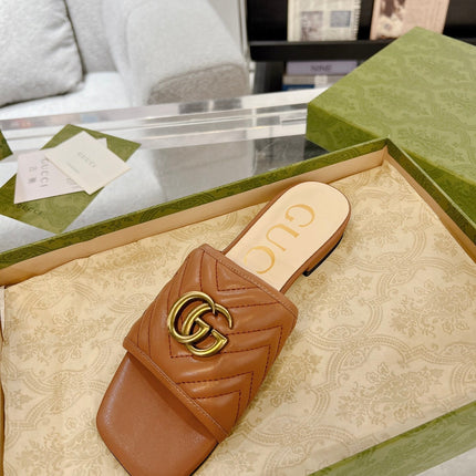 GG EXCLUSIVE SLIDE SANDAL CARAMEL CALFSKIN