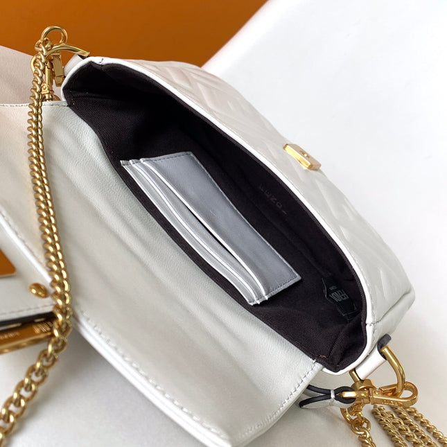Mini Baguette Bag 20 With FF Motif White Leather Ghw