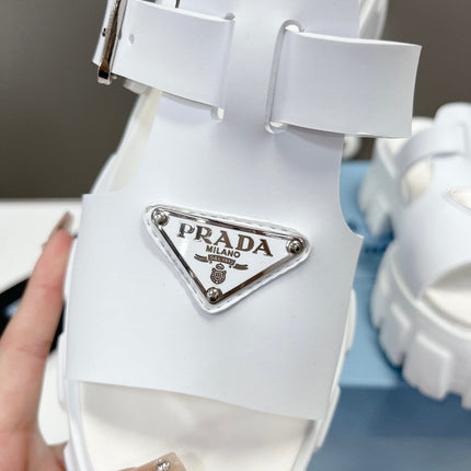 MONOLITH SLIPPER SANDALS IN WHITE RUBBER