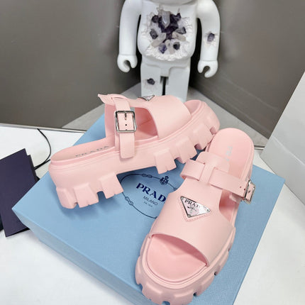 MONOLITH SLIPPER SANDALS IN LIGHT PINK RUBBER