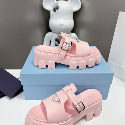 MONOLITH SLIPPER SANDALS IN LIGHT PINK RUBBER