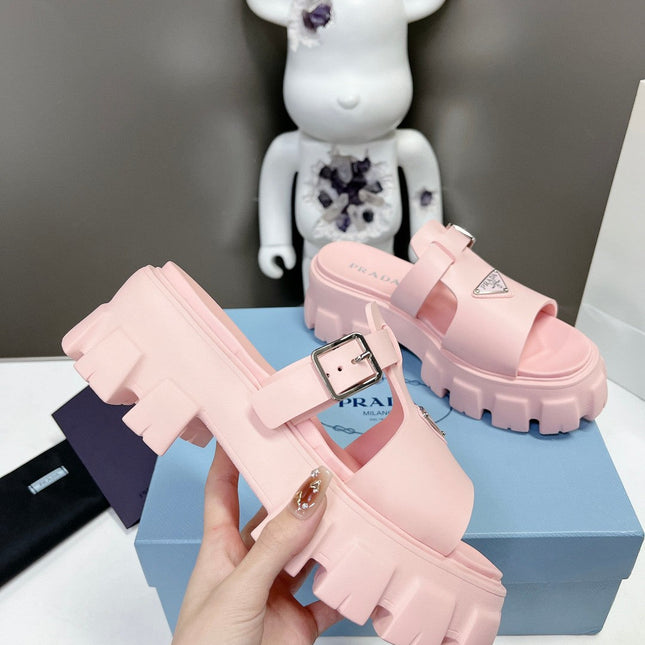 MONOLITH SLIPPER SANDALS IN LIGHT PINK RUBBER