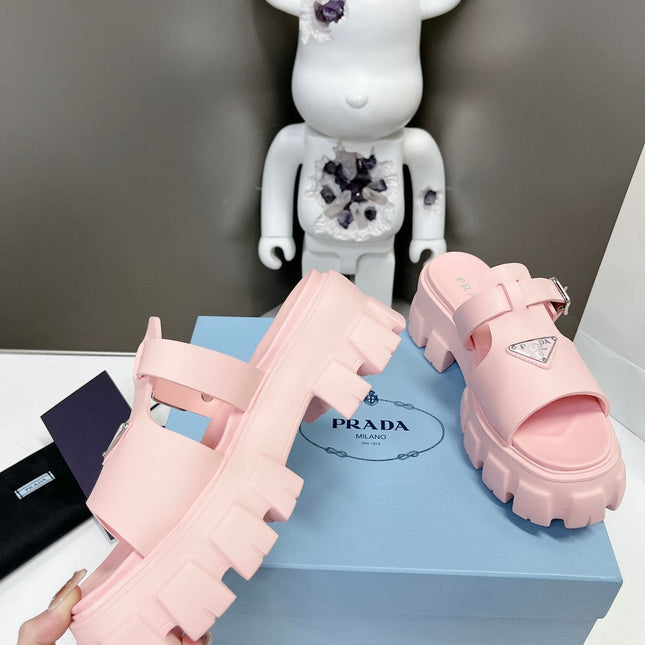 MONOLITH SLIPPER SANDALS IN LIGHT PINK RUBBER