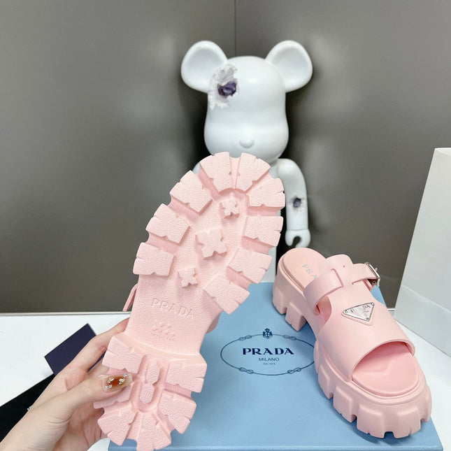 MONOLITH SLIPPER SANDALS IN LIGHT PINK RUBBER