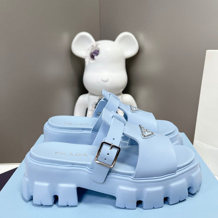 MONOLITH SLIPPER SANDALS IN SKY BLUE RUBBER