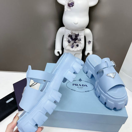 MONOLITH SLIPPER SANDALS IN SKY BLUE RUBBER