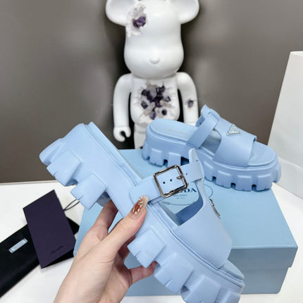 MONOLITH SLIPPER SANDALS IN SKY BLUE RUBBER