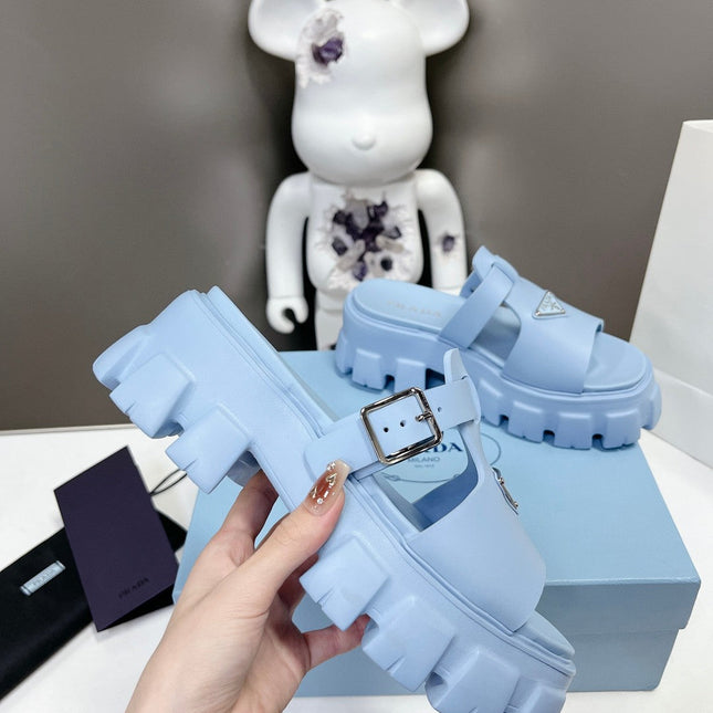 MONOLITH SLIPPER SANDALS IN SKY BLUE RUBBER