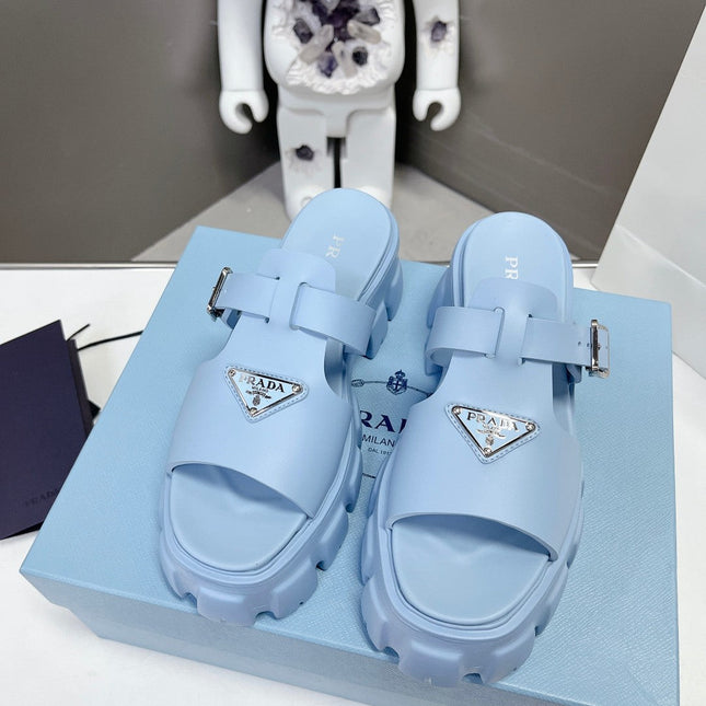 MONOLITH SLIPPER SANDALS IN SKY BLUE RUBBER