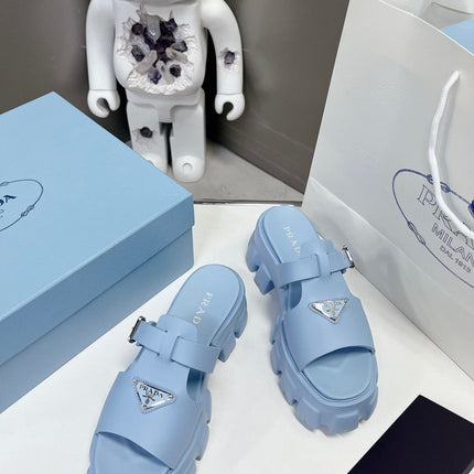 MONOLITH SLIPPER SANDALS IN SKY BLUE RUBBER