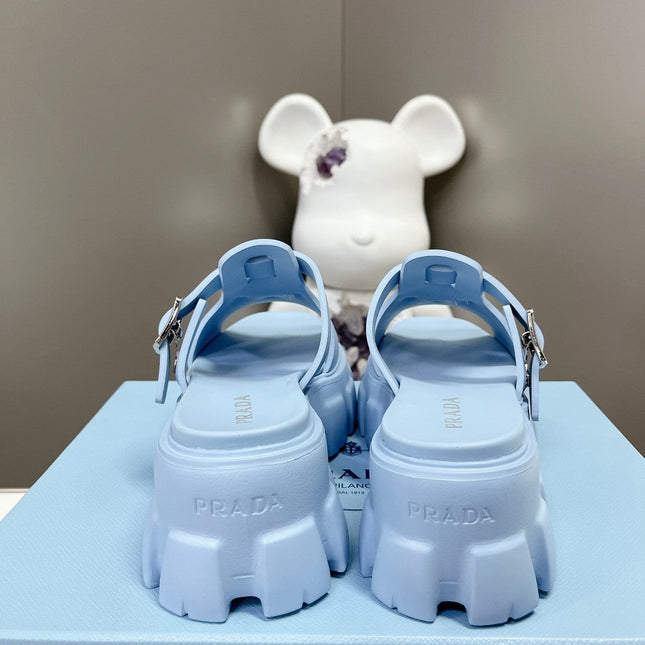 MONOLITH SLIPPER SANDALS IN SKY BLUE RUBBER