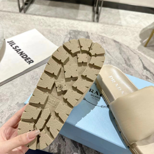 PRA SHEARLING SLIDES CREAMY WHITE LAMBSKIN