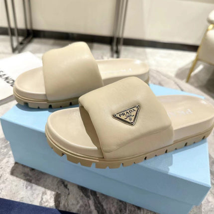 PRA SHEARLING SLIDES CREAMY WHITE LAMBSKIN