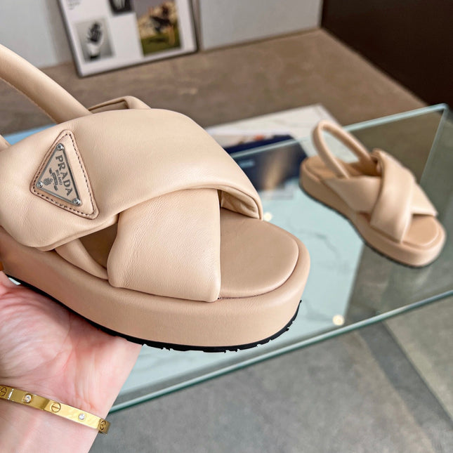 PRA PADDED NAPPA CRISSCROSS SANDALS TUSCAN LAMBSKIN