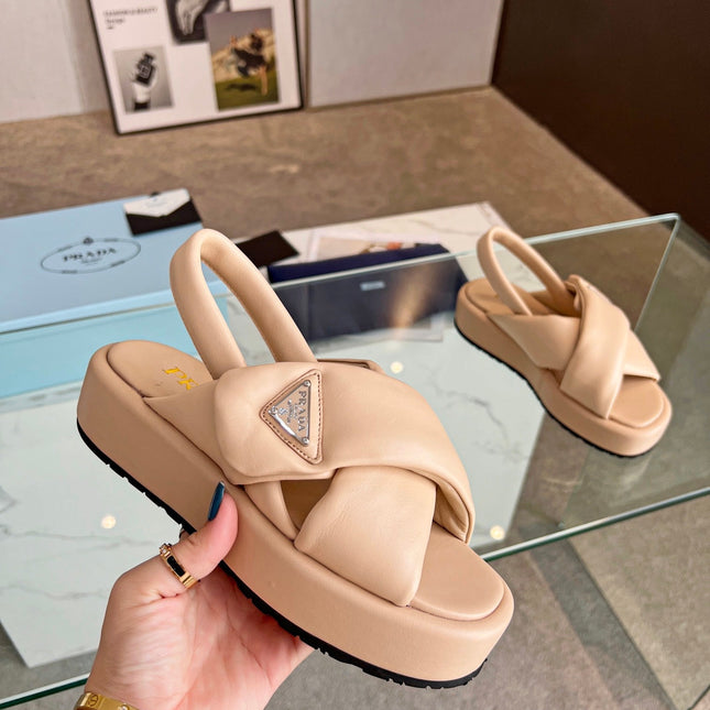 PRA PADDED NAPPA CRISSCROSS SANDALS TUSCAN LAMBSKIN