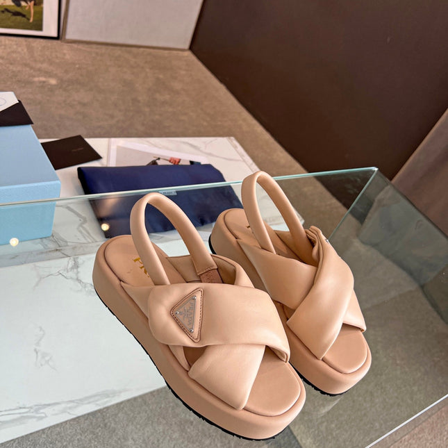 PRA PADDED NAPPA CRISSCROSS SANDALS TUSCAN LAMBSKIN