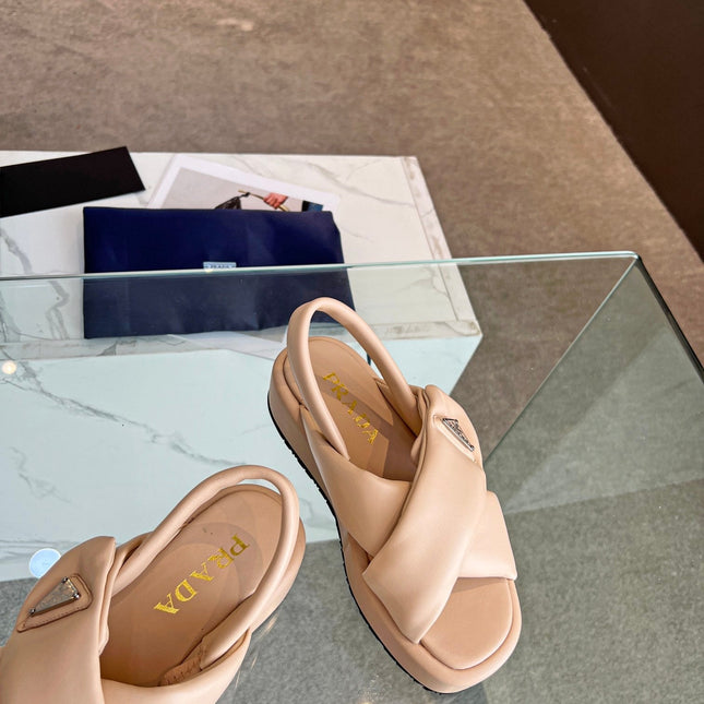 PRA PADDED NAPPA CRISSCROSS SANDALS TUSCAN LAMBSKIN