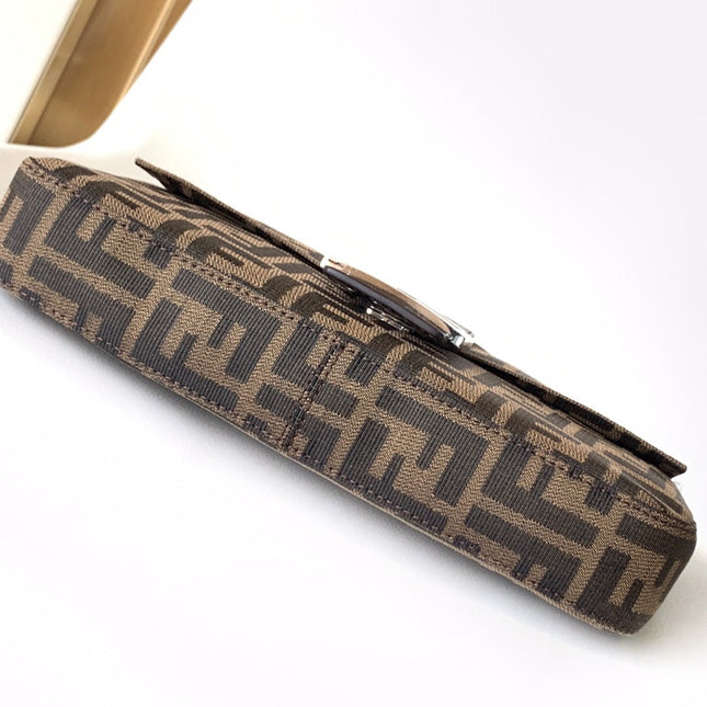 Fend Baguette 27 Shoulder Bag Brown FF Jacquard Fabric Bag Shw