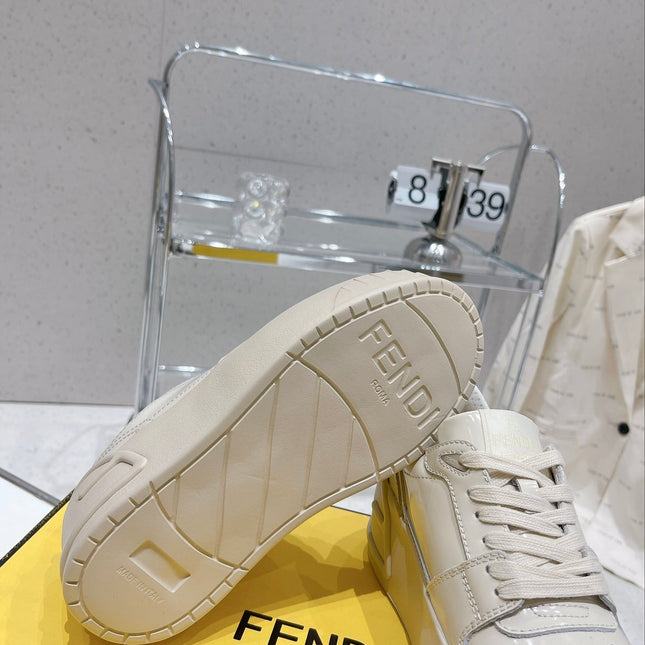 FENDI LOW-TOP TRAINER IN WHITE CALFSKIN