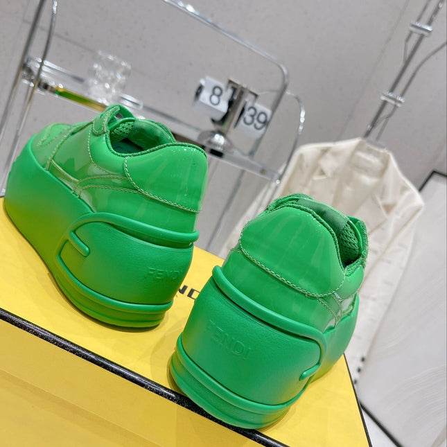 FENDI LOW-TOP TRAINER IN LAWN GREEN CALFSKIN
