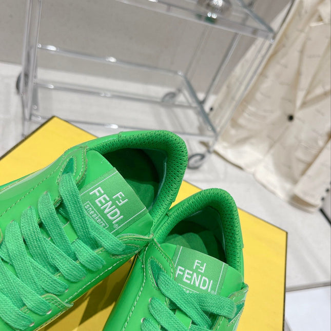 FENDI LOW-TOP TRAINER IN LAWN GREEN CALFSKIN