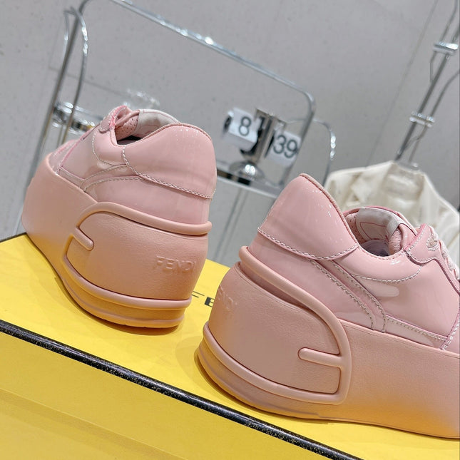 FENDI LOW-TOP TRAINER IN LIGHT PINK CALFSKIN