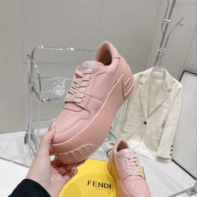 FENDI LOW-TOP TRAINER IN LIGHT PINK CALFSKIN