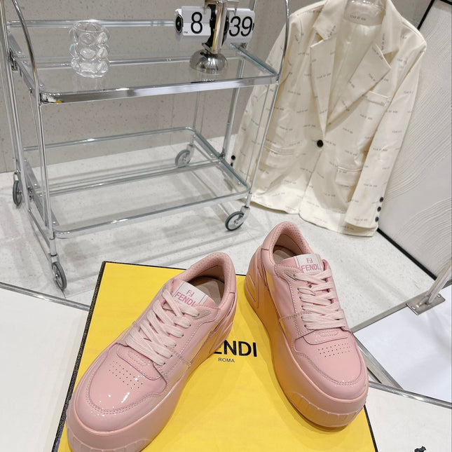 FENDI LOW-TOP TRAINER IN LIGHT PINK CALFSKIN