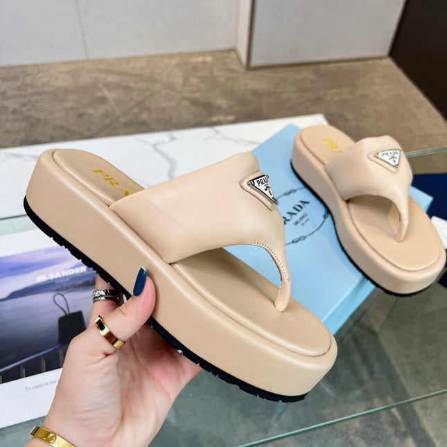 PRA SOFT PADDED NAPPA THONG WEDGE SANDALS TUSCAN LAMBSKIN