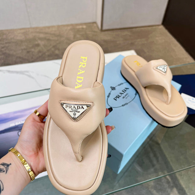 PRA SOFT PADDED NAPPA THONG WEDGE SANDALS TUSCAN LAMBSKIN