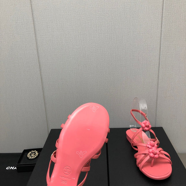 FLORAL FLAT SANDAL IN DARK PINK LAMBSKIN