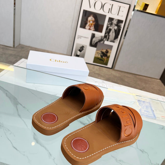 WOODY MULE IN BRONZE BROWM LAMBSKIN WITH EMBROIDERED LOGO