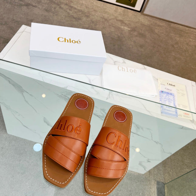WOODY MULE IN BRONZE BROWM LAMBSKIN WITH EMBROIDERED LOGO