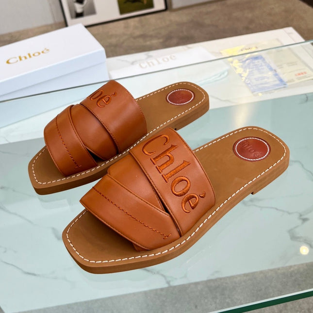 WOODY MULE IN BRONZE BROWM LAMBSKIN WITH EMBROIDERED LOGO