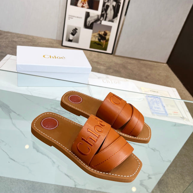 WOODY MULE IN BRONZE BROWM LAMBSKIN WITH EMBROIDERED LOGO