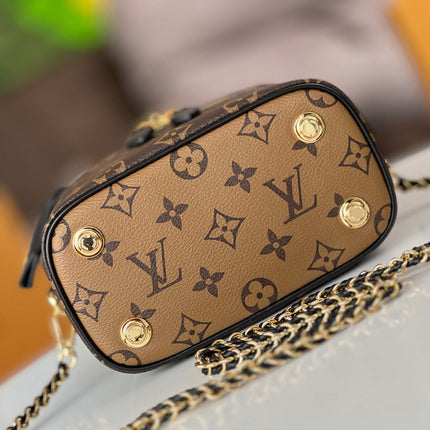 LV 25S VANITY 19 IN DARK BROWN MONOGRAM COATED CANVAS LEATHER TRIM BLACK