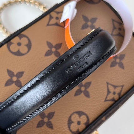 LV 25S VANITY 19 IN DARK BROWN MONOGRAM COATED CANVAS LEATHER TRIM BLACK